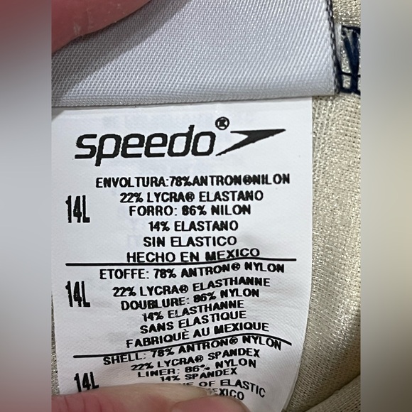 Speedo Swimsuit One-Piece Women's Size 14L Navy Blue Built In Bra - Picture 5 of 11